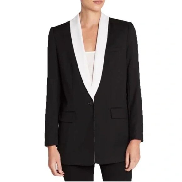 NWT Equipment Quincy Blazer Size 4 Black White 100% Wool $475 - Picture 1 of 10